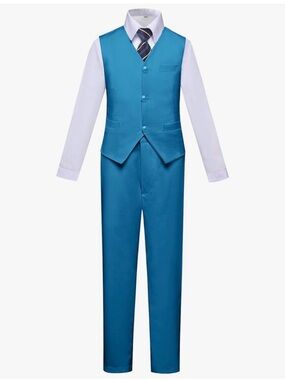 Boys Formal Lake Blue Vest & Trouser Set - Classic Occasion Suit Size 8